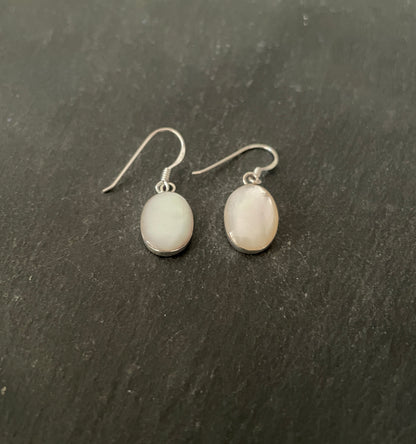 Oval Mother Of Pearl Earrings