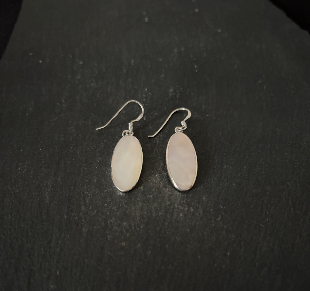 Mother Of Pearl and Silver Oval Earrings