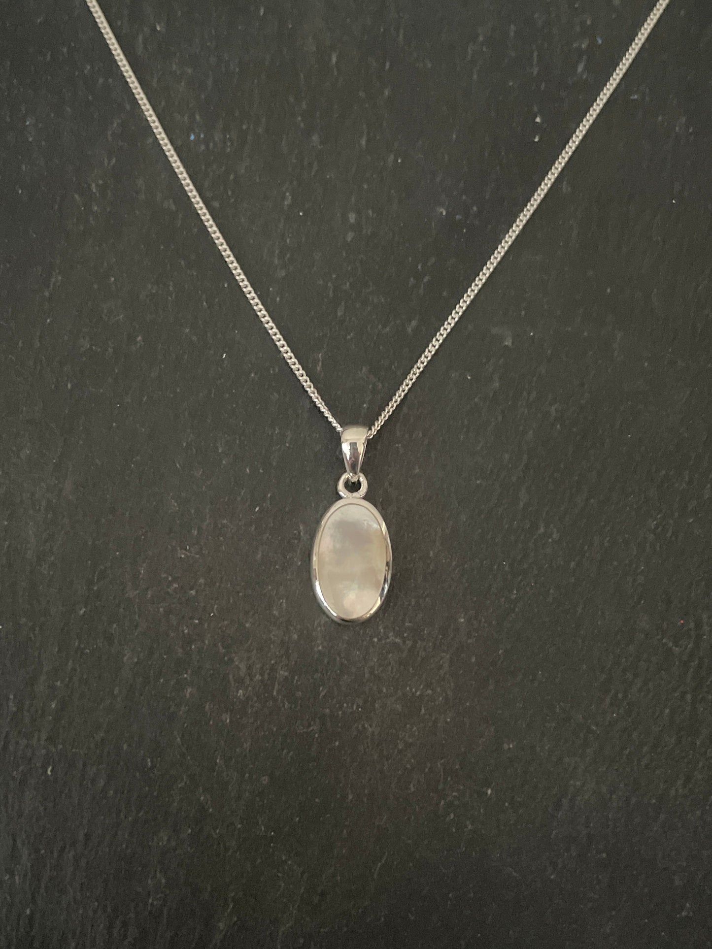 Oval Mother of Pearl and Silver Pendant