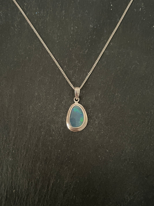 Fire Opal and Silver Pendant