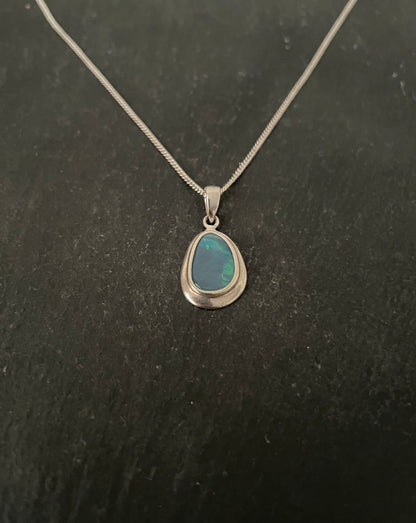 Fire Opal and Silver Pendant