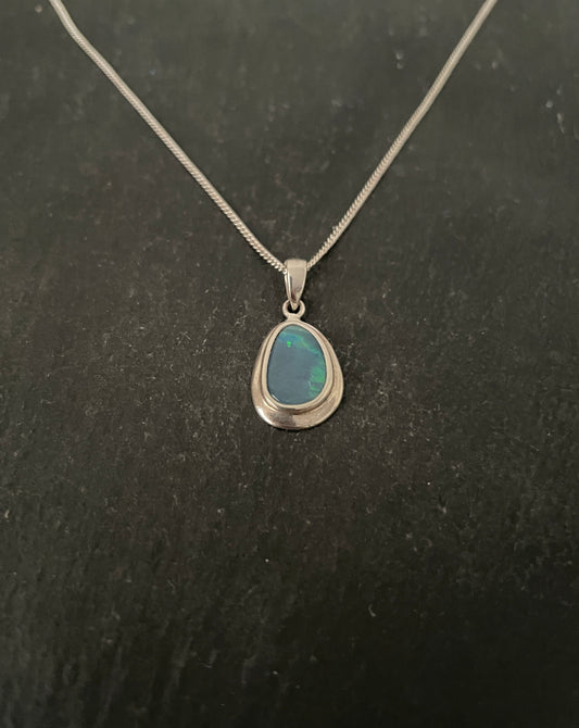 Fire Opal and Silver Pendant