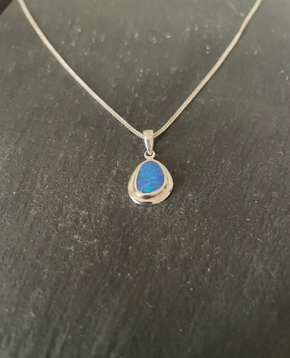Fire Opal and Silver Pendant
