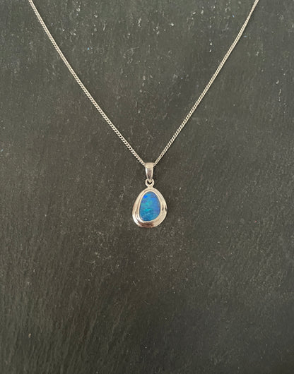 Fire Opal and Silver Pendant