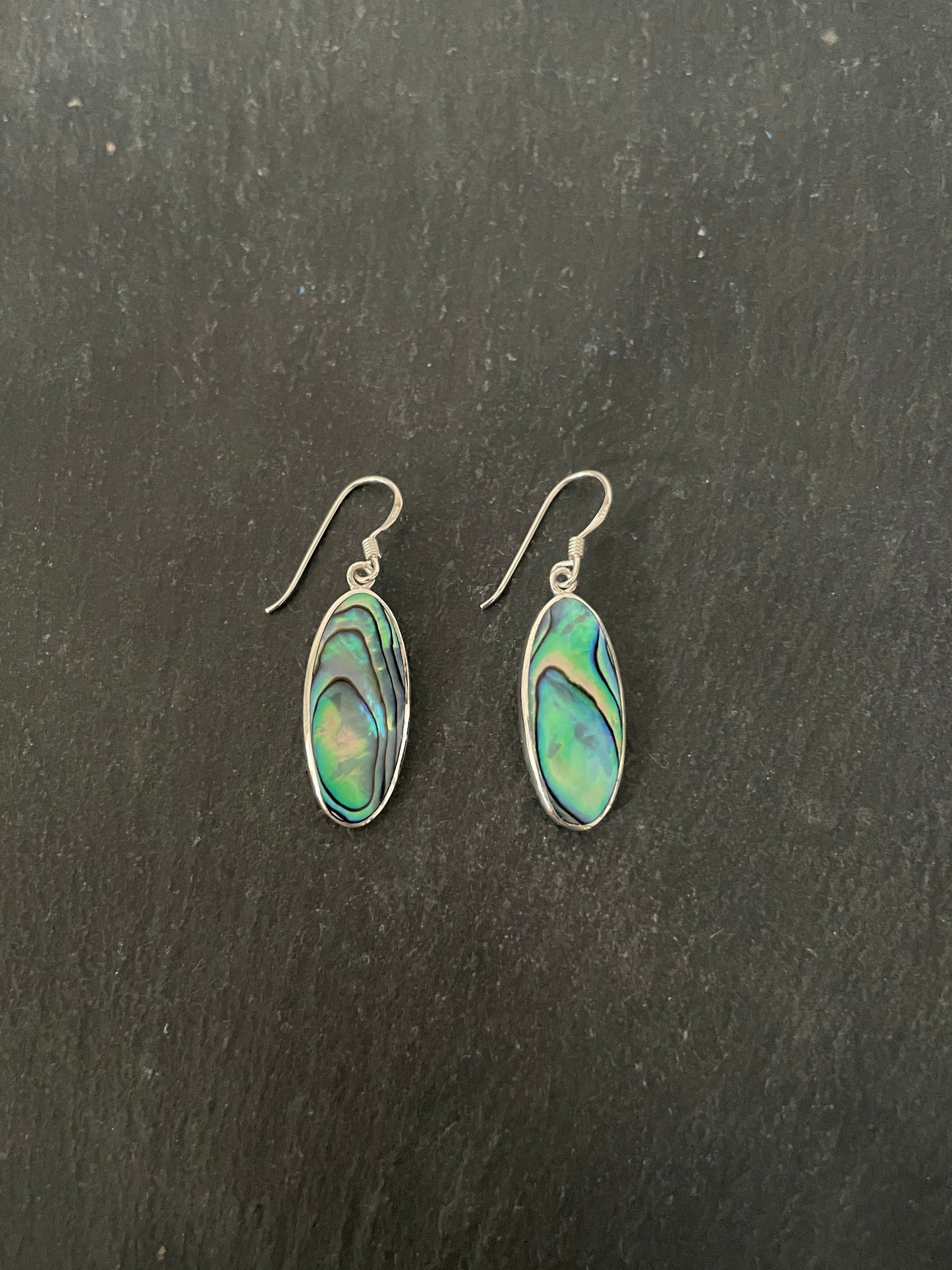 Long Oval Paua Shell Earrings