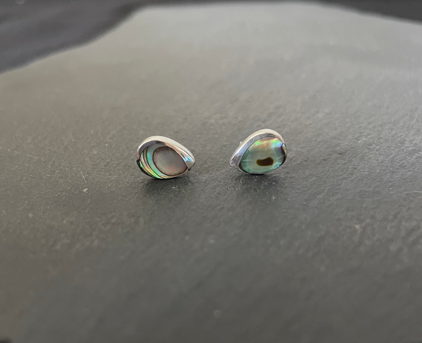 Paua Shell and Silver Teardrop Studs