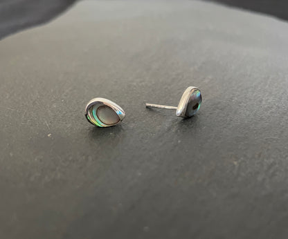 Paua Shell and Silver Teardrop Studs