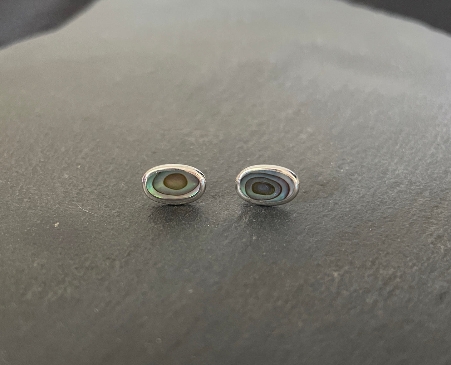 Paua Shell and Silver Oval Studs