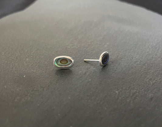 Paua Shell and Silver Oval Studs
