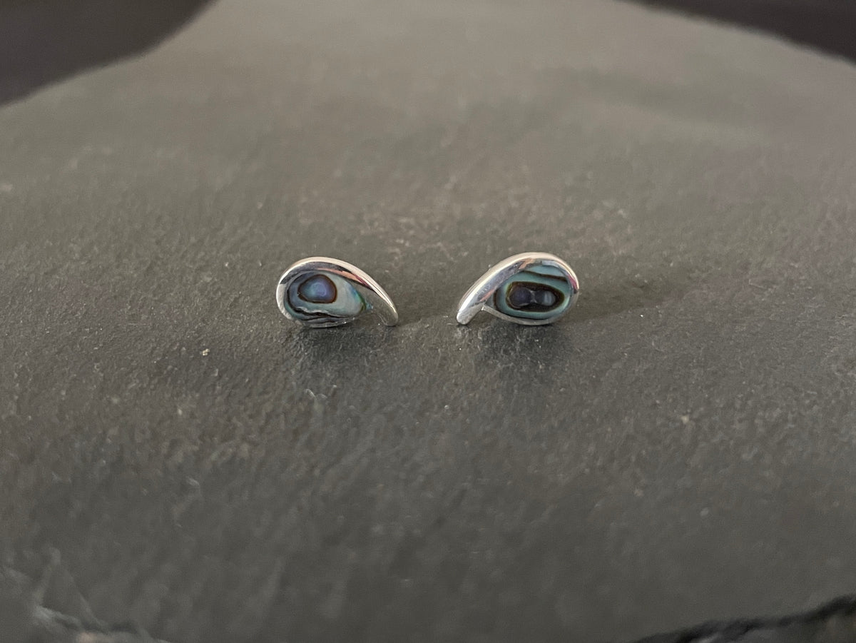 Paua Shell and Silver Teardrop Studs
