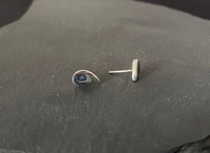 Paua Shell and Silver Teardrop Studs