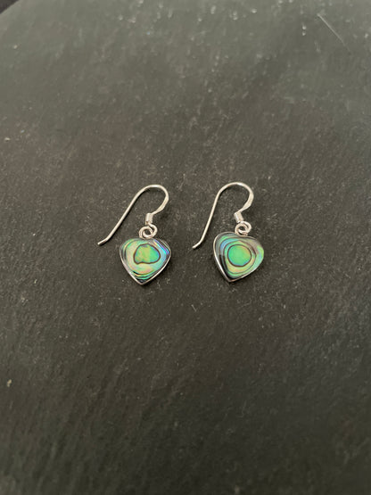 Paua Shell Heart Earrings