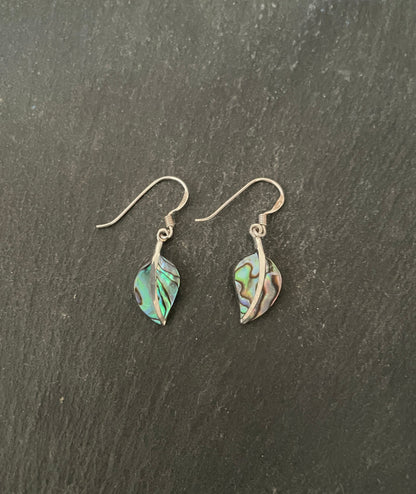 Paua Shell Leaf Earrings