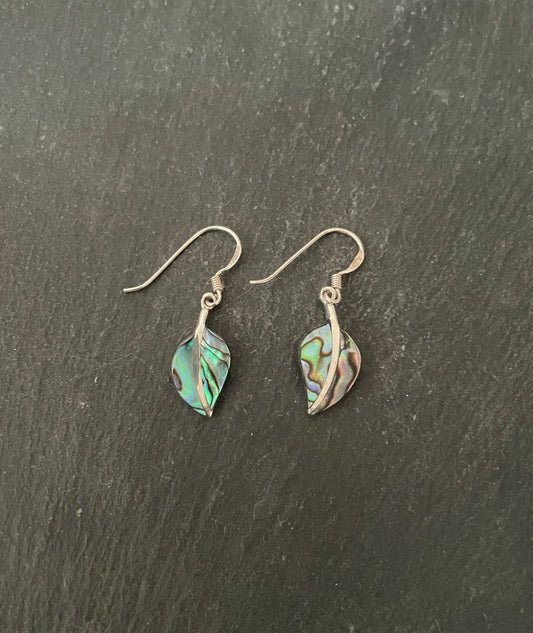 Paua Shell Leaf Earrings