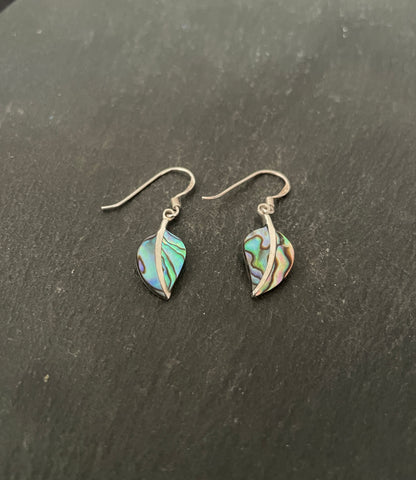 Paua Shell Leaf Earrings
