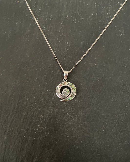 Paua Shell Spiral Pendant