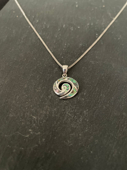 Paua Shell Spiral Pendant