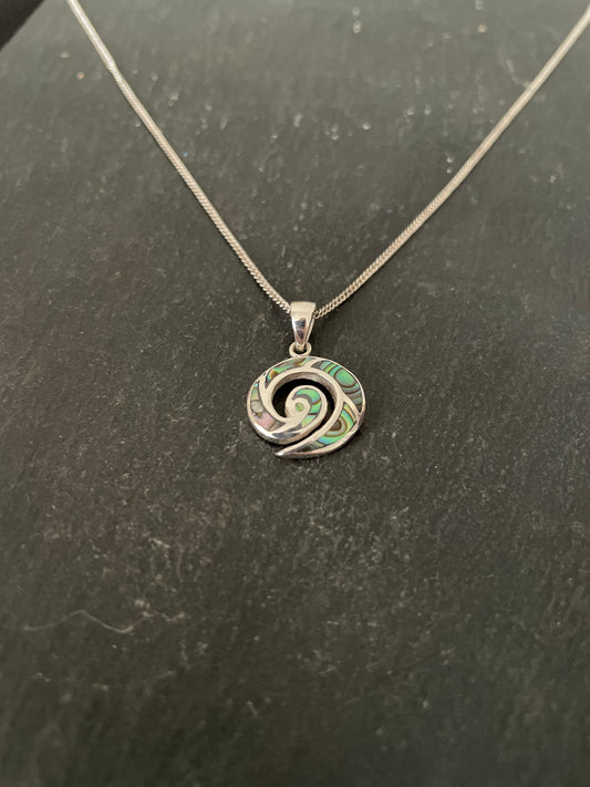 Paua Shell Spiral Pendant