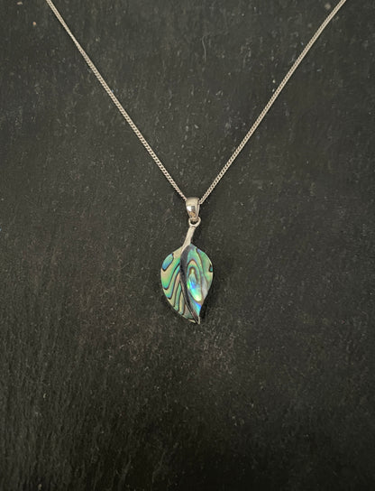 Paua Shell Leaf Pendant