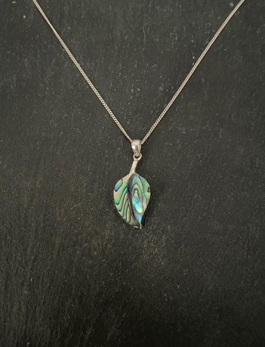 Paua Shell Leaf Pendant
