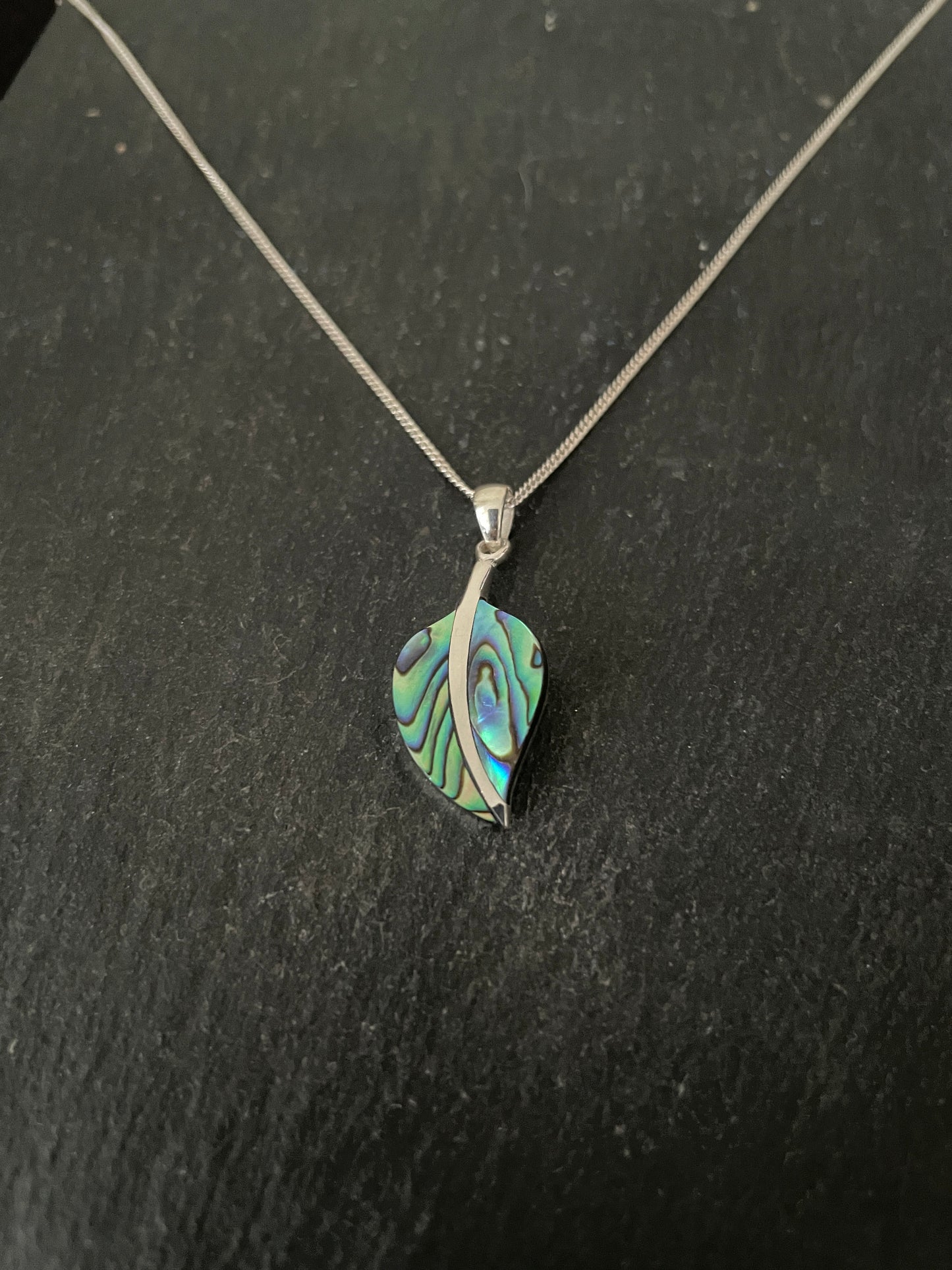 Paua Shell Leaf Pendant