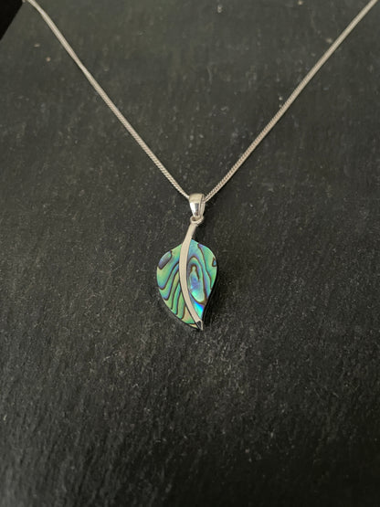 Paua Shell Leaf Pendant