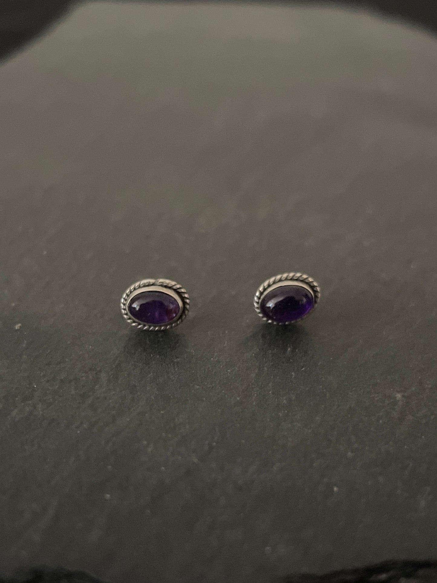 Amethyst Oval Stud Earrings