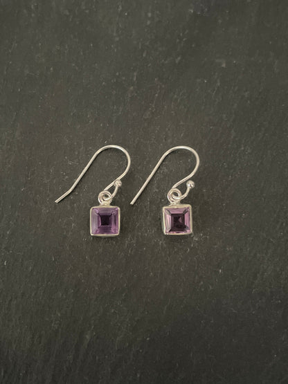 Amethyst Square Earrings