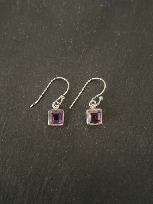 Amethyst Square Earrings