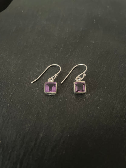 Amethyst Square Earrings