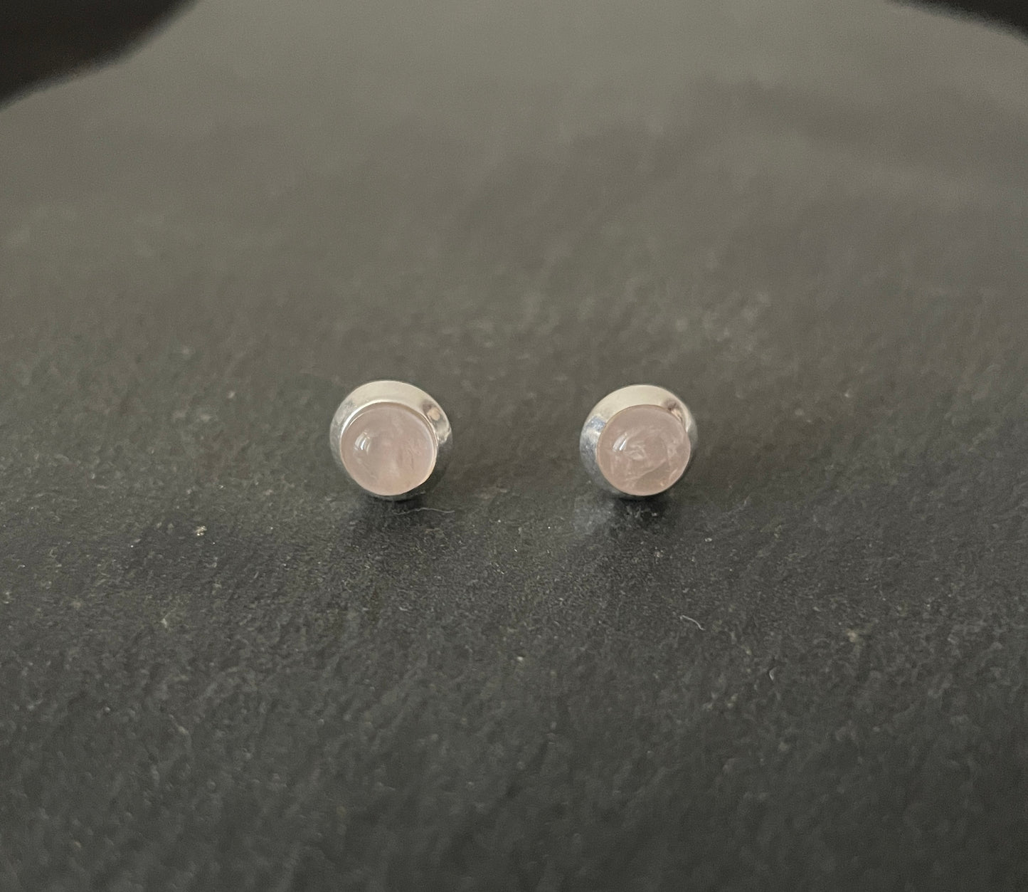 Round Rose Quartz Studs