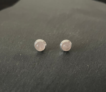 Round Rose Quartz Studs