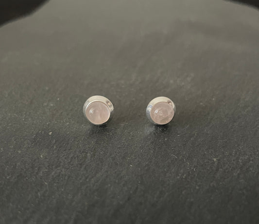 Round Rose Quartz Studs