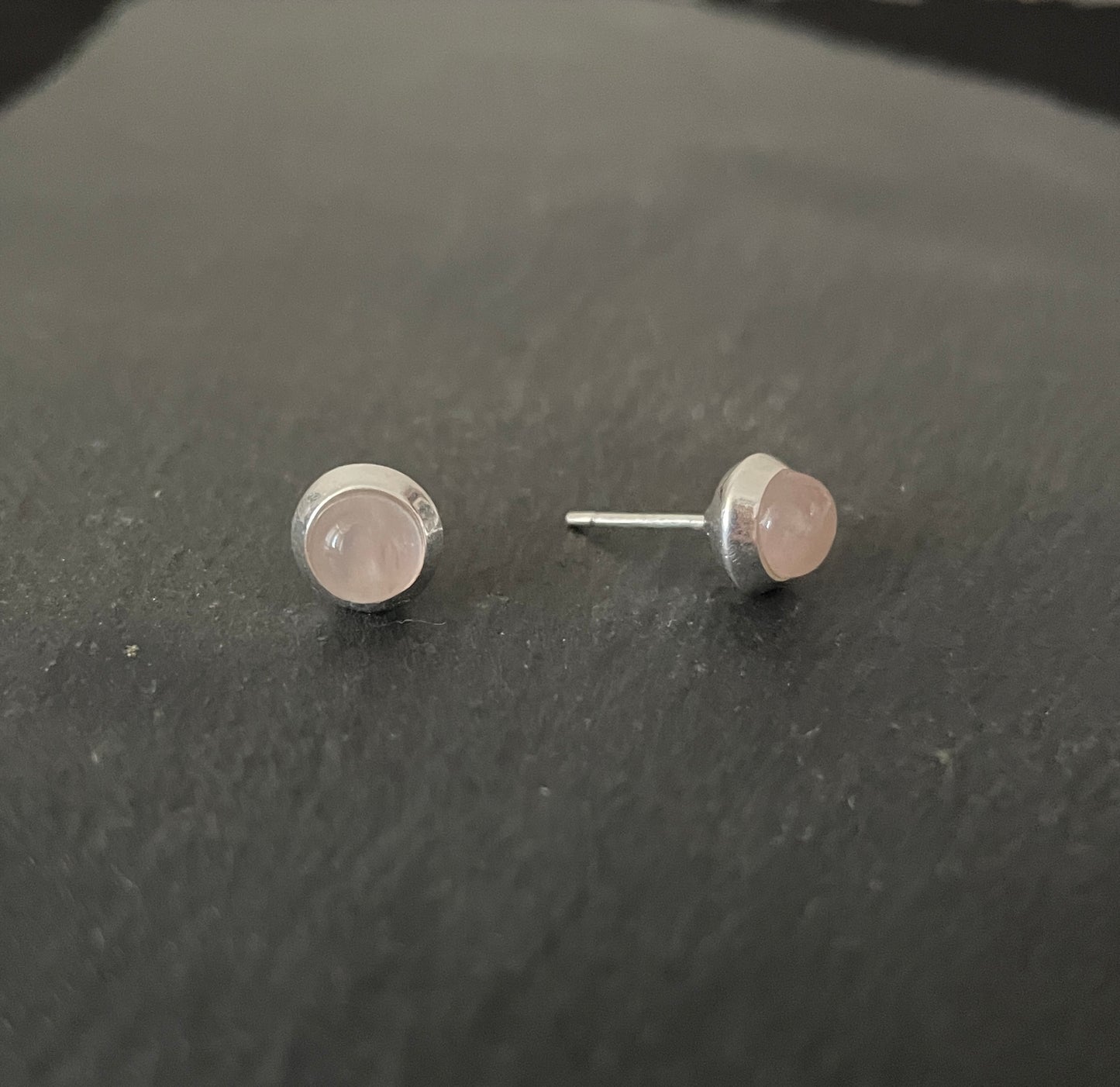 Round Rose Quartz Studs
