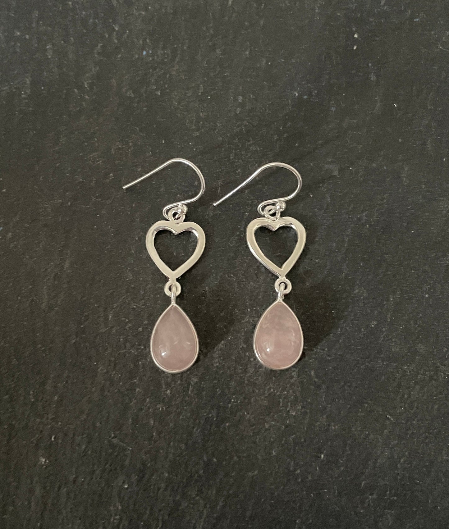 Rose Quartz Heart Earrings