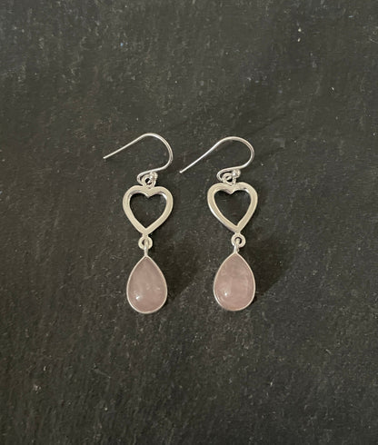 Rose Quartz Heart Earrings