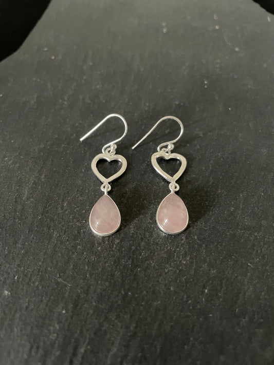 Rose Quartz Heart Earrings