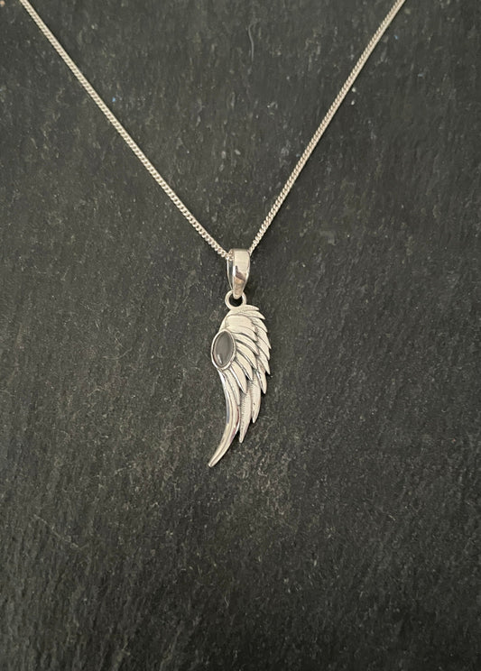 Rose Quartz Angel Wing Pendant
