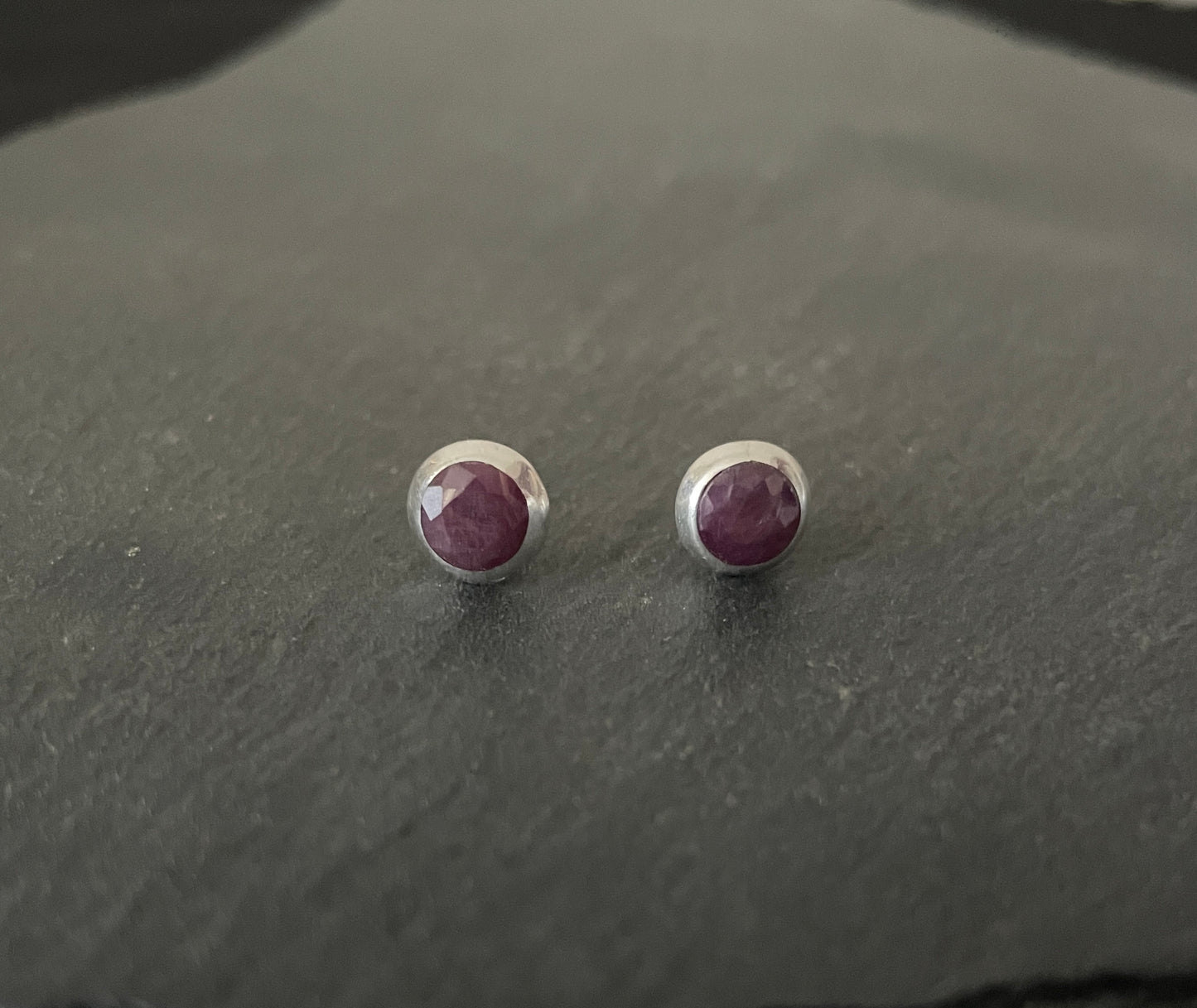 Round Ruby Studs