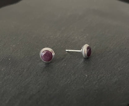 Round Ruby Studs