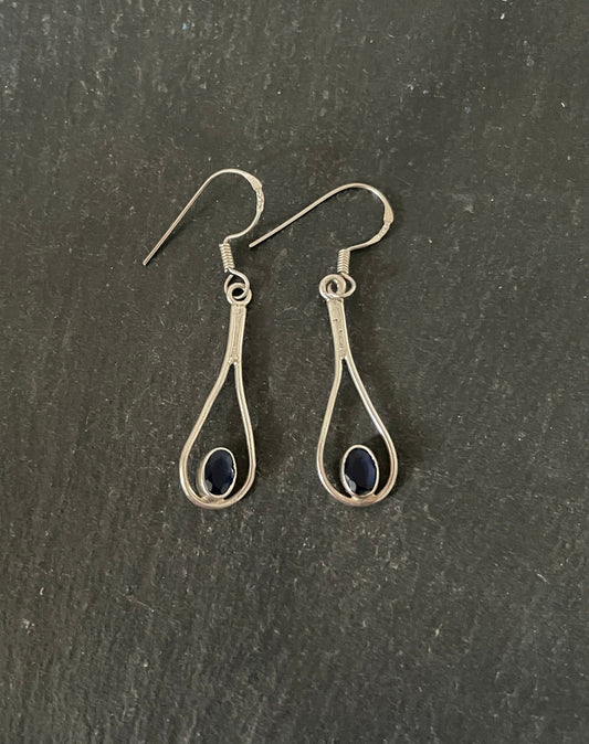 Sapphire Long Teardrop Earrings