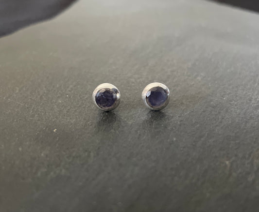 Round Sapphire Studs