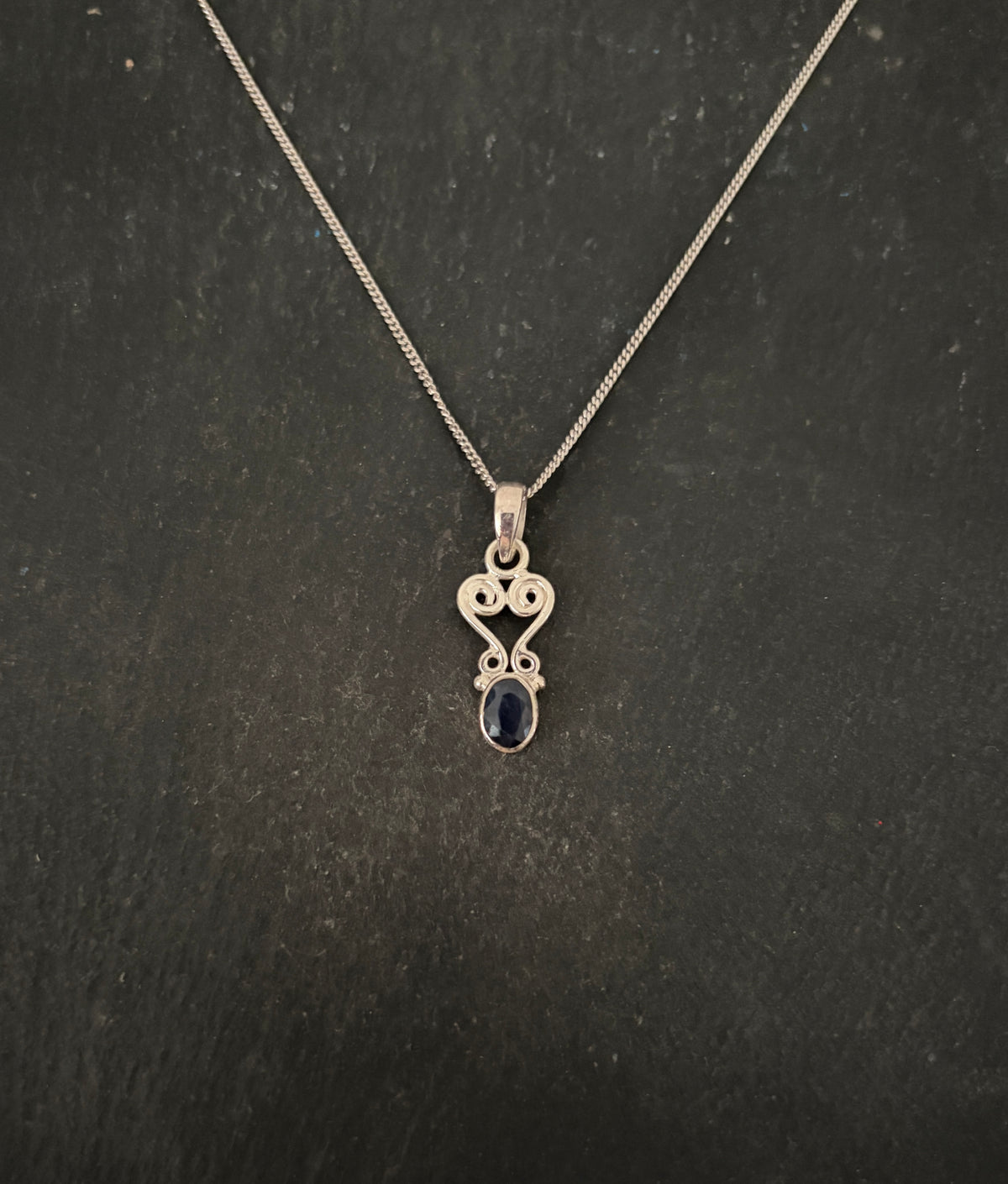 Sapphire and Silver Pendant