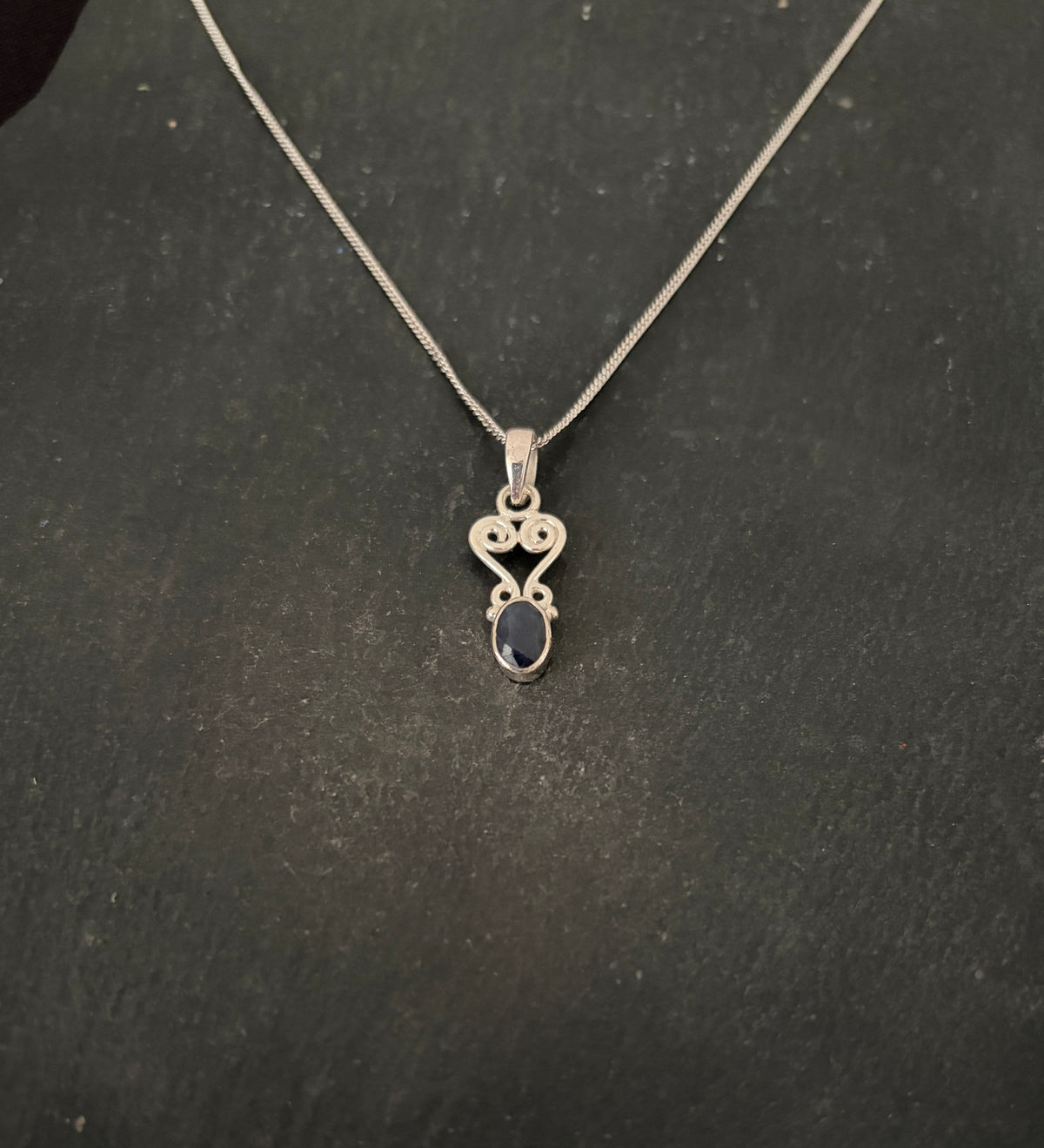 Sapphire and Silver Pendant