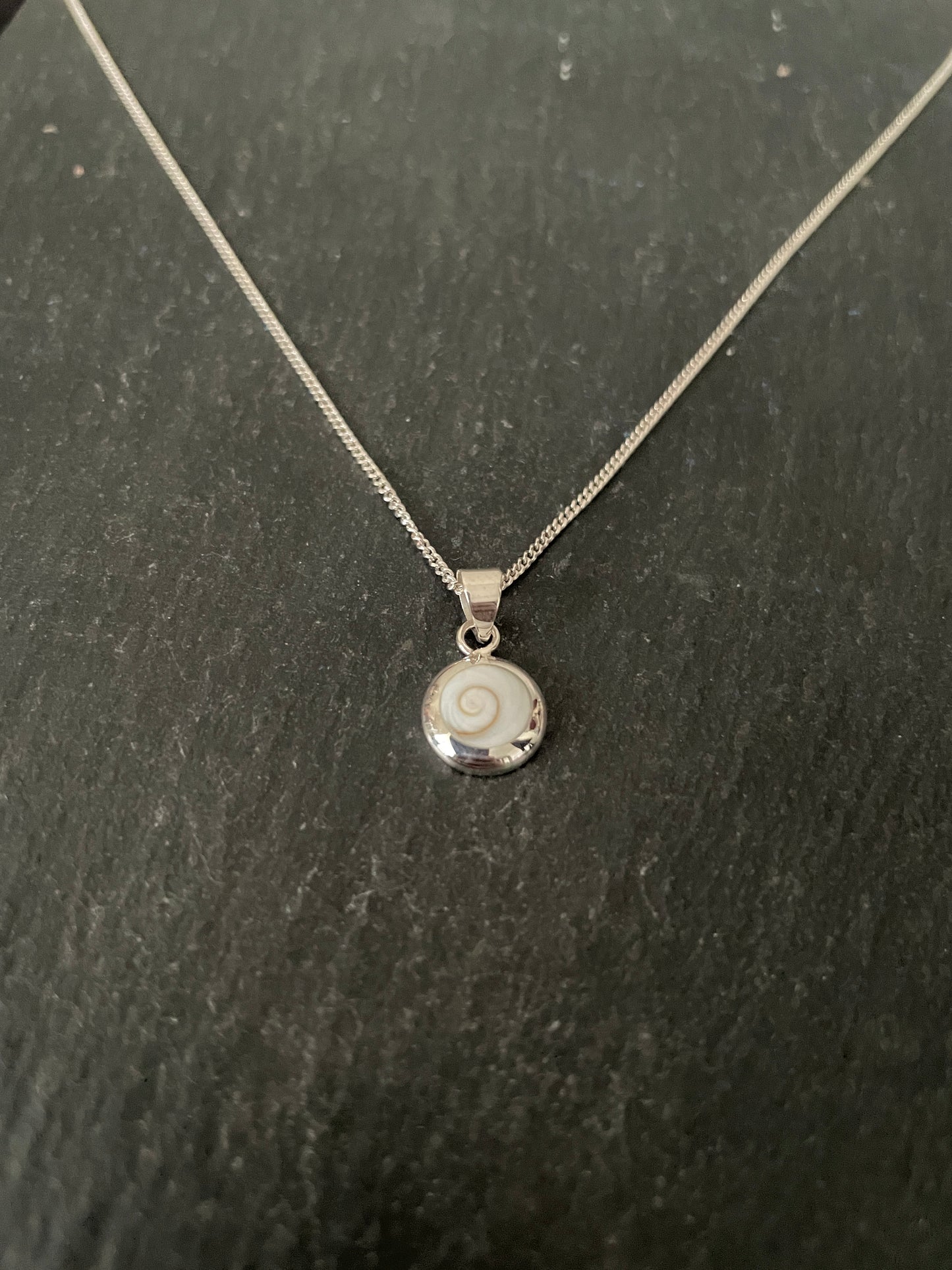 Shiva Shell and Silver Round Pendant
