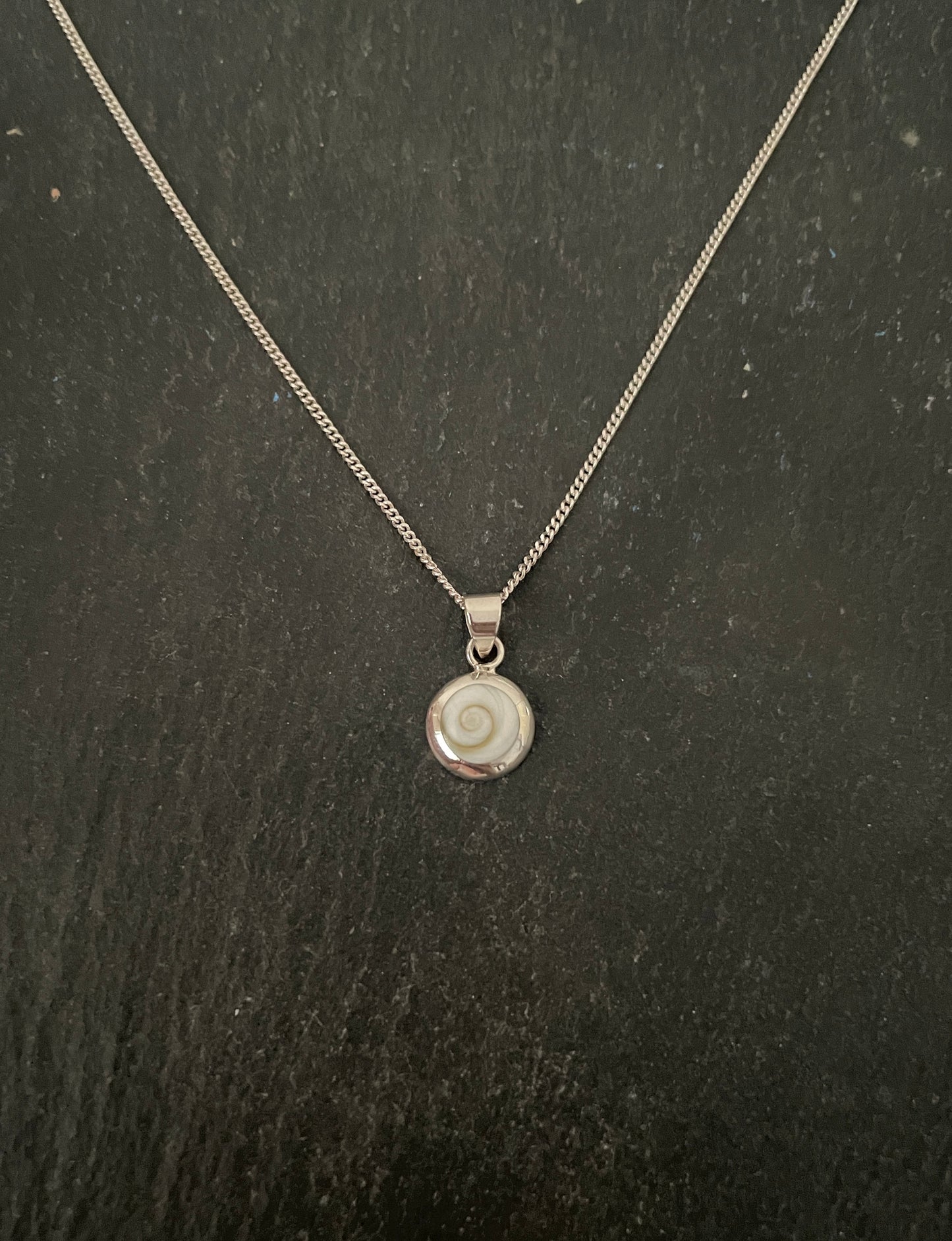 Shiva Shell and Silver Round Pendant