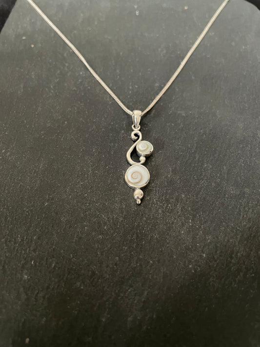 Shiva Shell and Silver Round Pendant