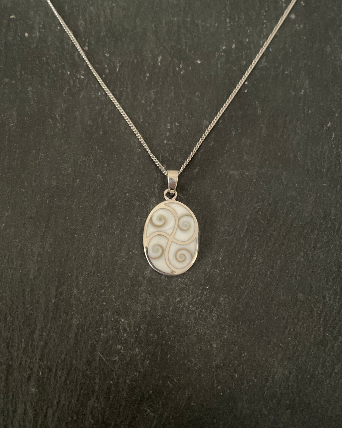 Shiva Shell and Silver Oval Pendant