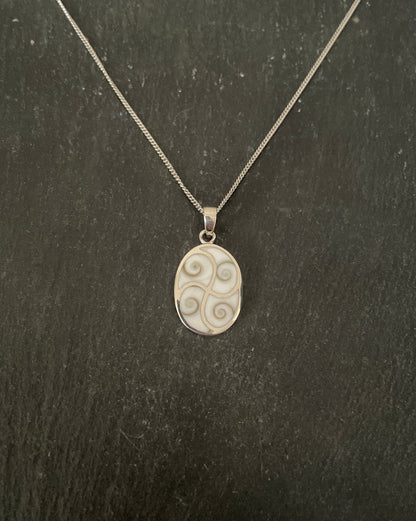 Shiva Shell and Silver Oval Pendant