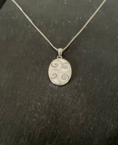 Shiva Shell and Silver Oval Pendant